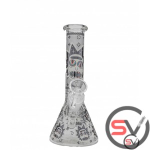 CRAZY FACE MINI GLASS BEAKER With ICE CATCHER 8inch (GLOW IN DARK)